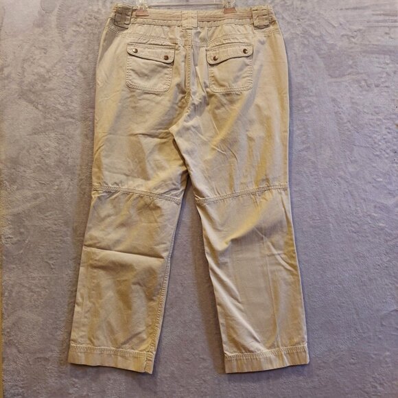 Venezia Chino Khaki Womens 18 Tan Beige 100% Cotton drawstring back pocket snap - Picture 2 of 9